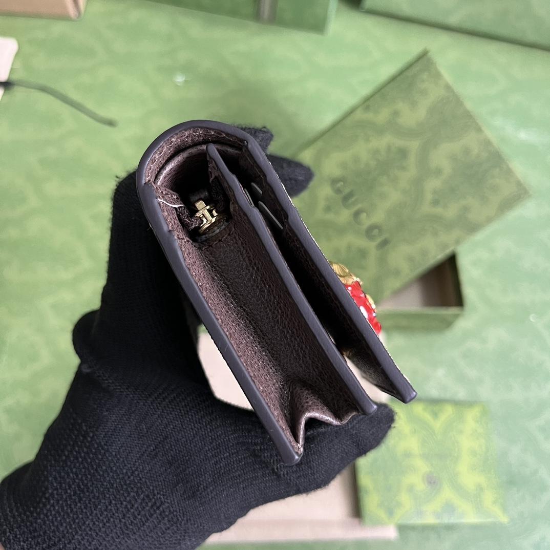 Gucci Card Case Wallet With Double G Strawberry - 