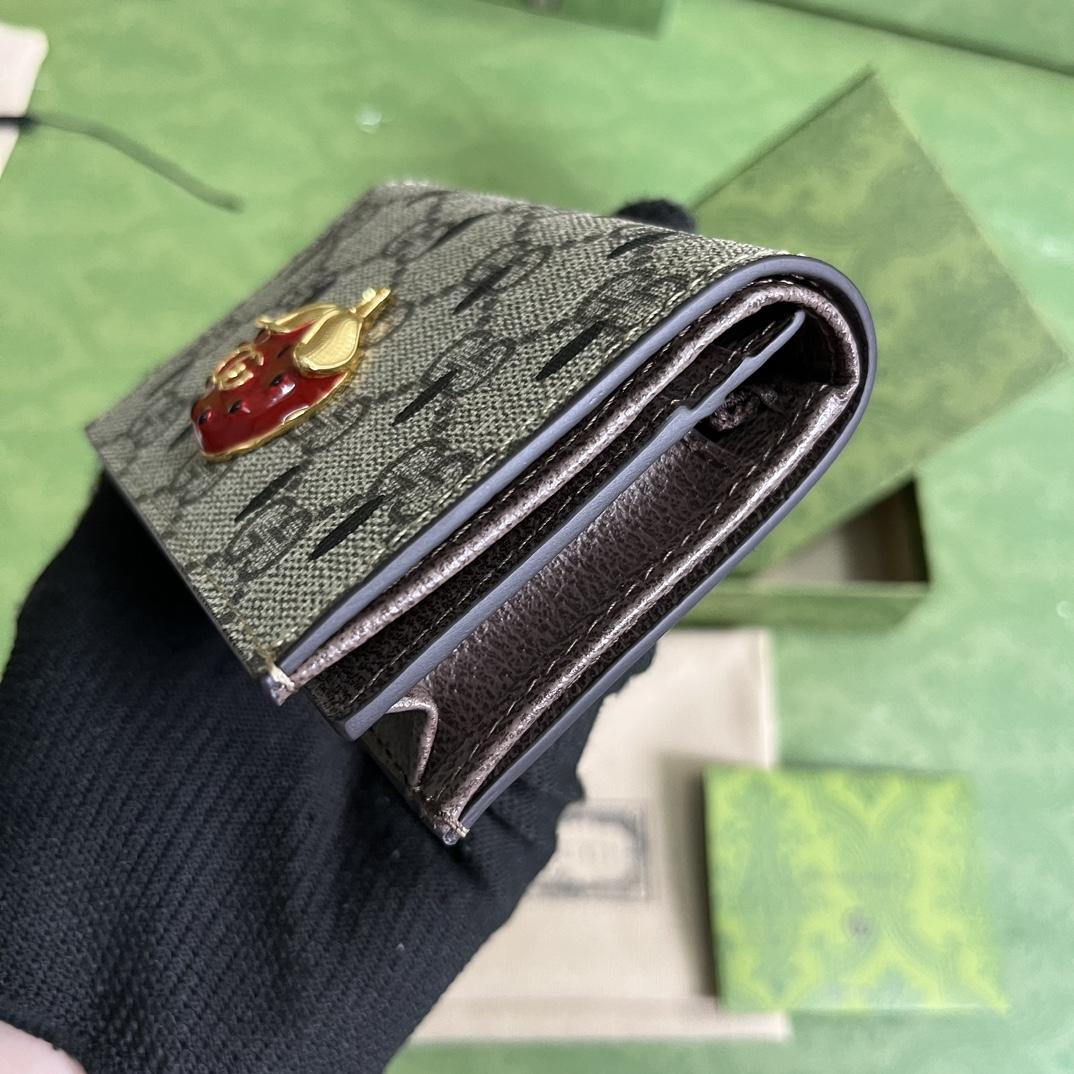Gucci Card Case Wallet With Double G Strawberry - 