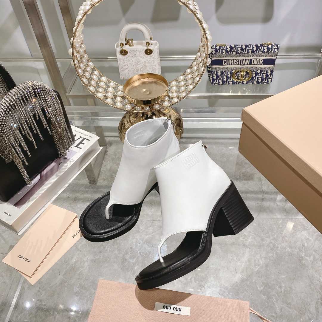 Miu Miu Leather Thong Booties - PerfectKickZ