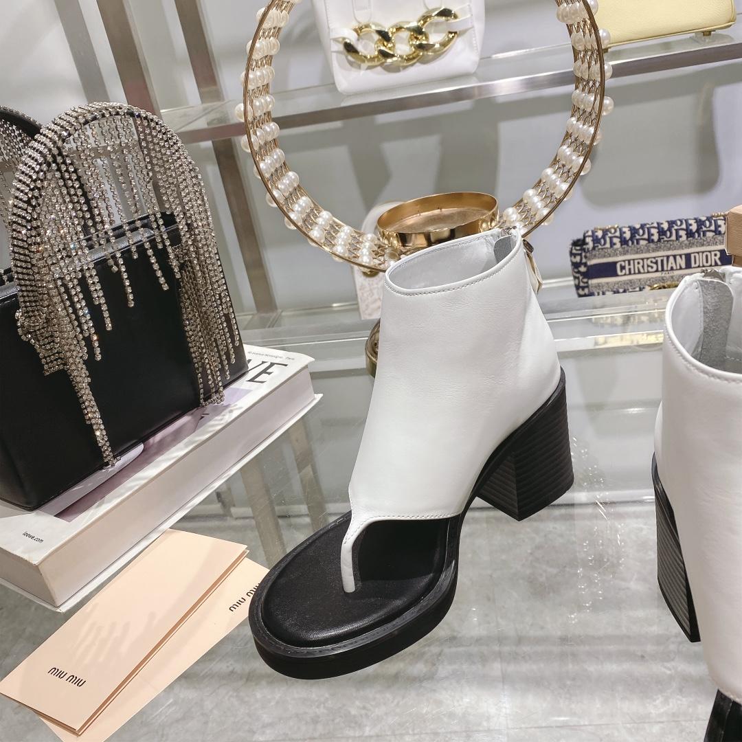 Miu Miu Leather Thong Booties - PerfectKickZ