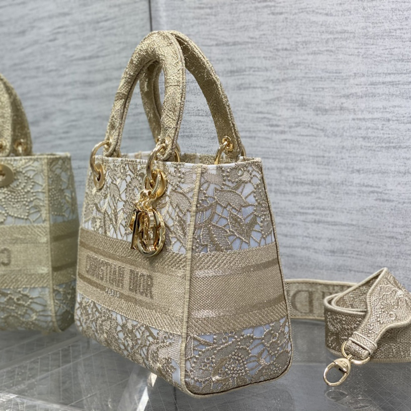 Dior Medium Dior Or Lady D-lite Bag - PerfectKickZ
