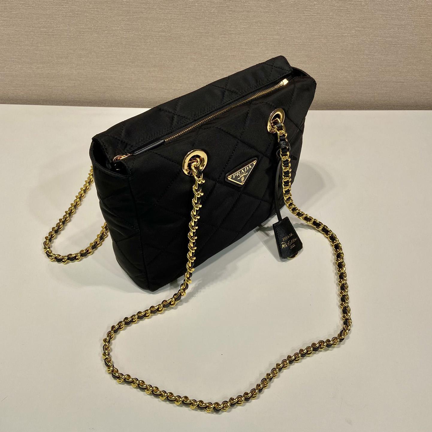 Prada Nylon Tessuto Impuntu Quilted Shoulder Bag Black (25-24-5cm) - PerfectKickZ