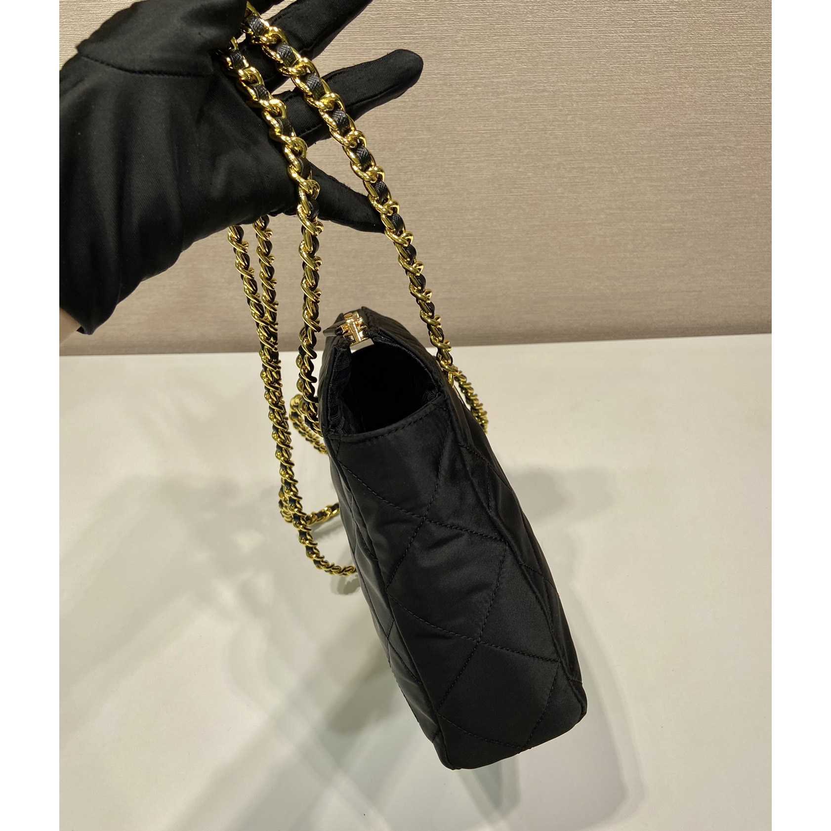 Prada Nylon Tessuto Impuntu Quilted Shoulder Bag Black (25-24-5cm) - PerfectKickZ