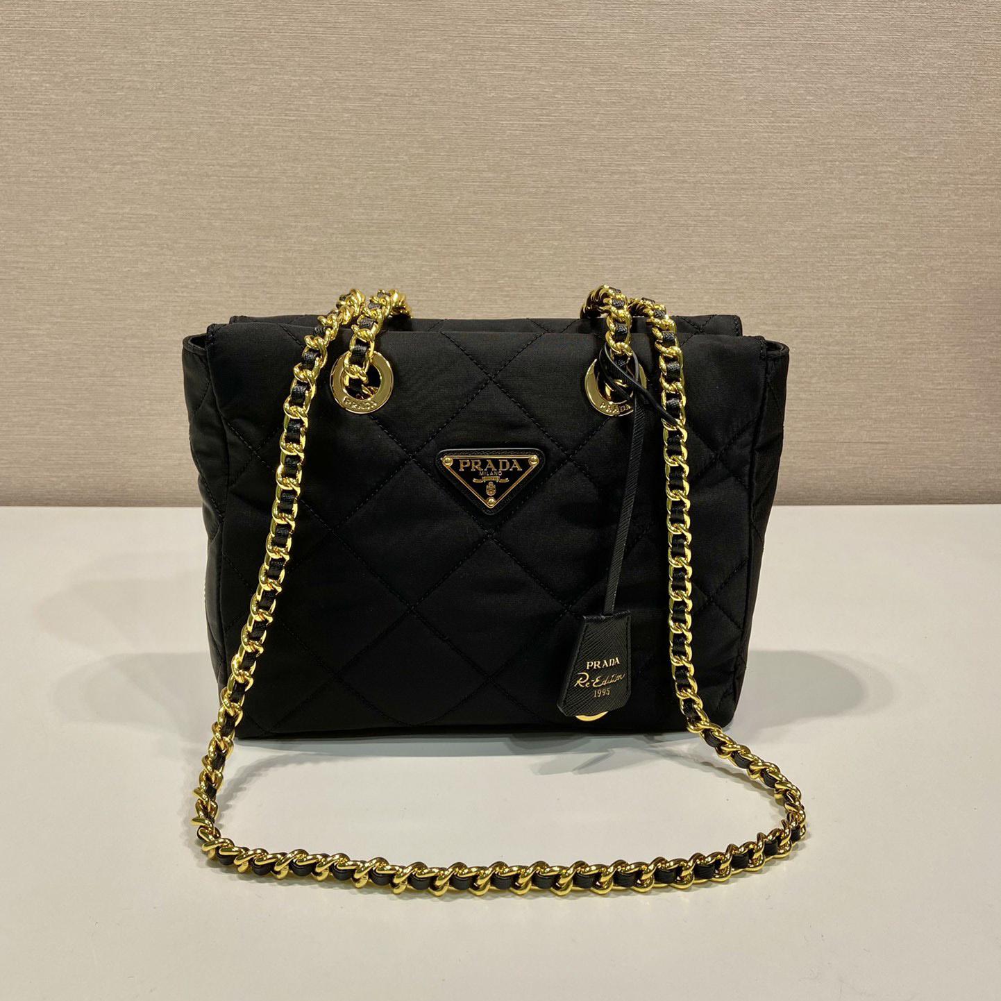 Prada Nylon Tessuto Impuntu Quilted Shoulder Bag Black (25-24-5cm) - PerfectKickZ