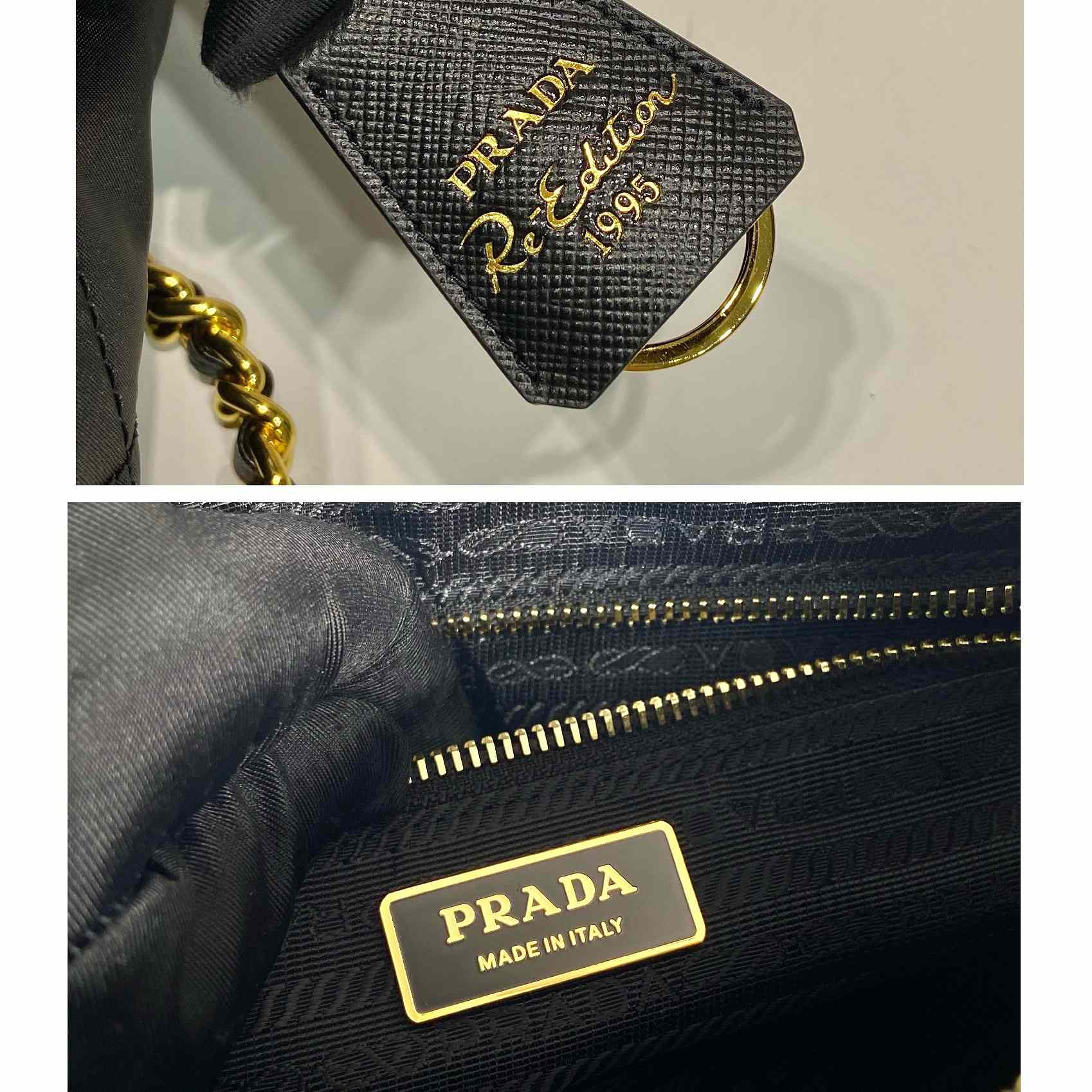 Prada Nylon Tessuto Impuntu Quilted Shoulder Bag Black (25-24-5cm) - PerfectKickZ