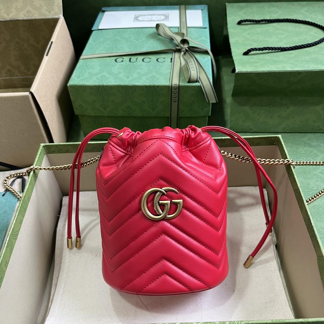 Gucci GG Marmont Matelassé Mini Bucket Bag  (19-17-13cm) - PerfectKickZ