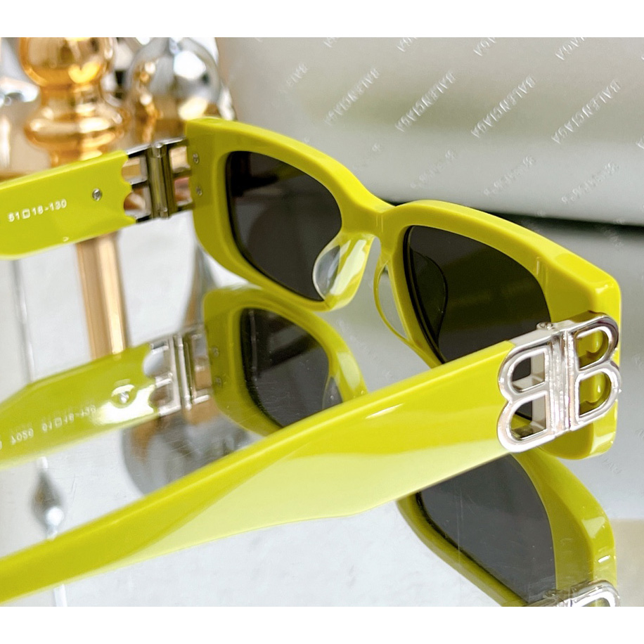 Balenciaga Dynasty Rectangle Sunglasses In Yellow   bb0096 - PerfectKickZ