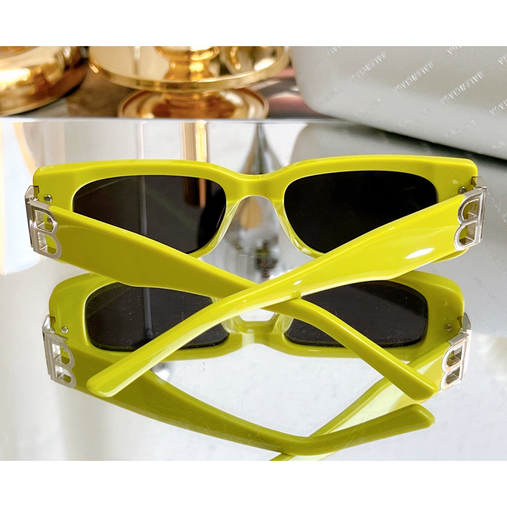 Balenciaga Dynasty Rectangle Sunglasses In Yellow   bb0096 - PerfectKickZ