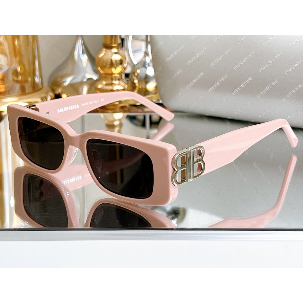 Balenciaga Dynasty Rectangle Sunglasses In Pink    bb0096 - PerfectKickZ