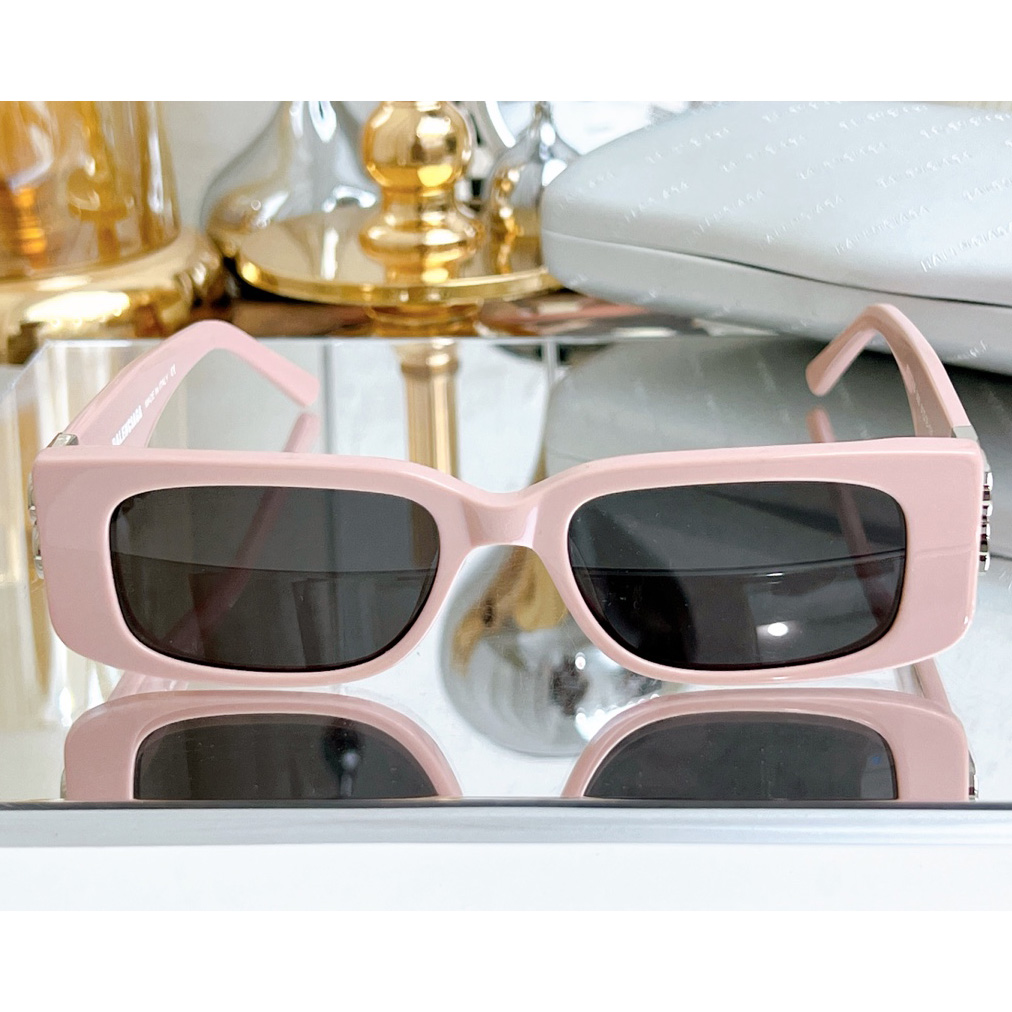Balenciaga Dynasty Rectangle Sunglasses In Pink    bb0096 - PerfectKickZ