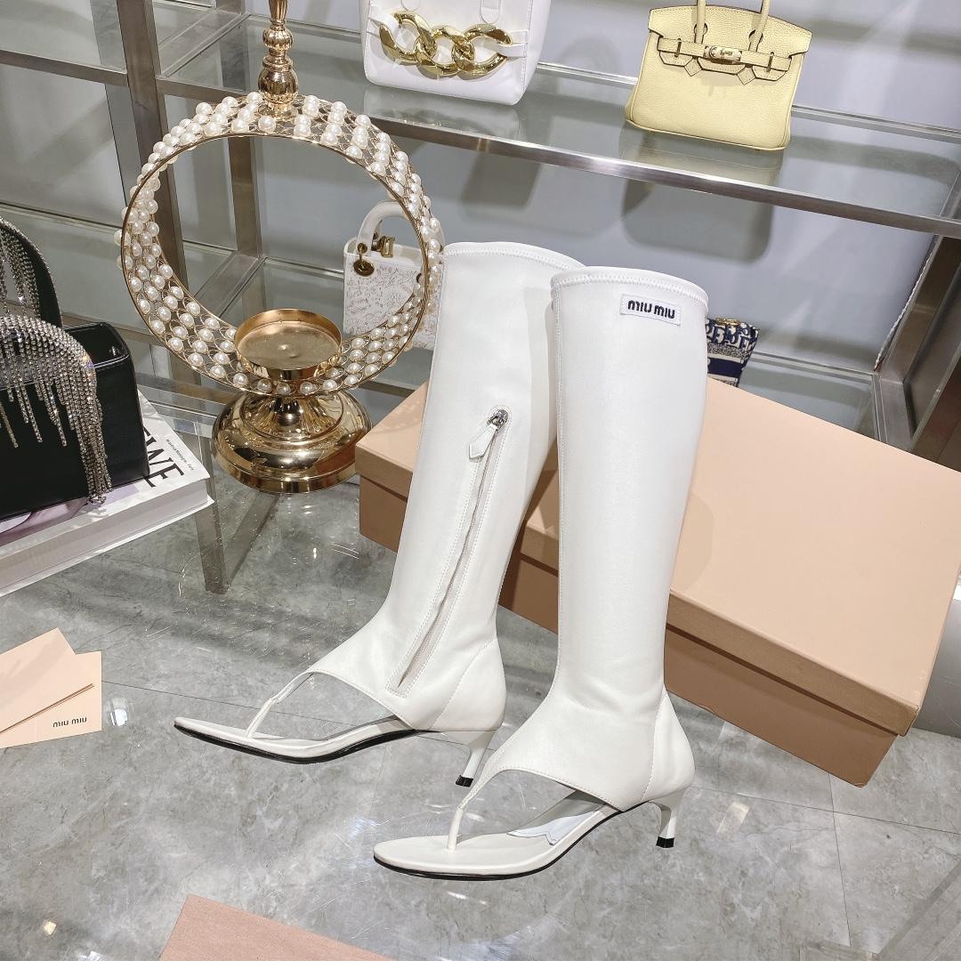 Miu Miu Stretch Nappa Leather Thong Boots - PerfectKickZ