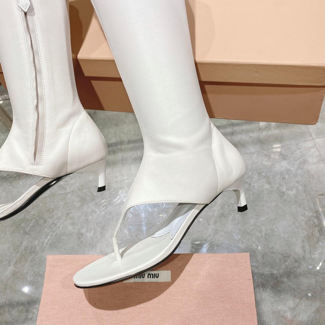 Miu Miu Stretch Nappa Leather Thong Boots - PerfectKickZ