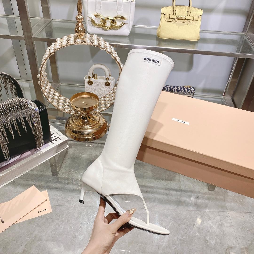 Miu Miu Stretch Nappa Leather Thong Boots - PerfectKickZ