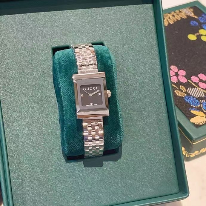Gucci G-Frame Black Diamond Dial Steel Women's Watch YA128507 - PerfectKickZ