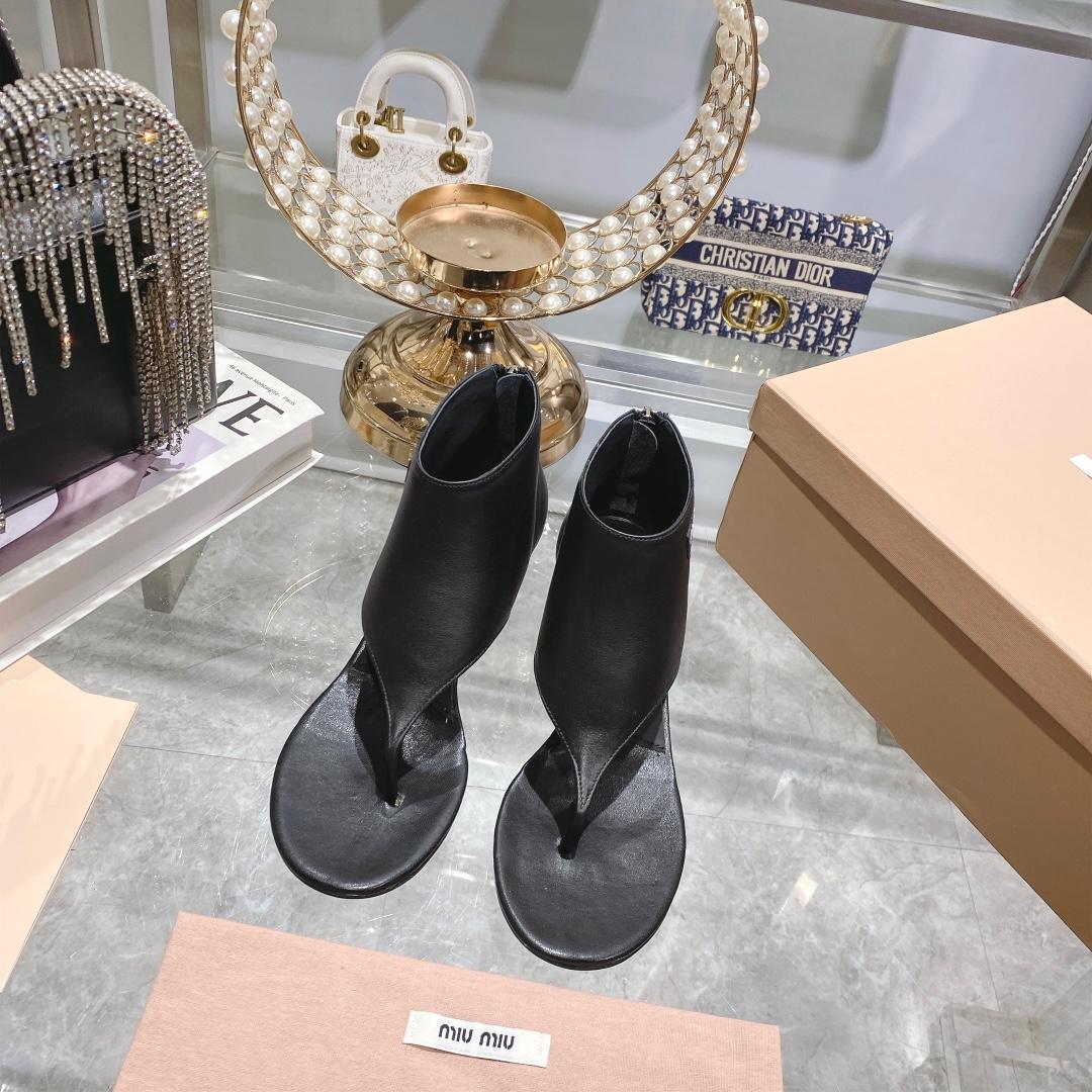Miu Miu Leather Thong Booties - PerfectKickZ