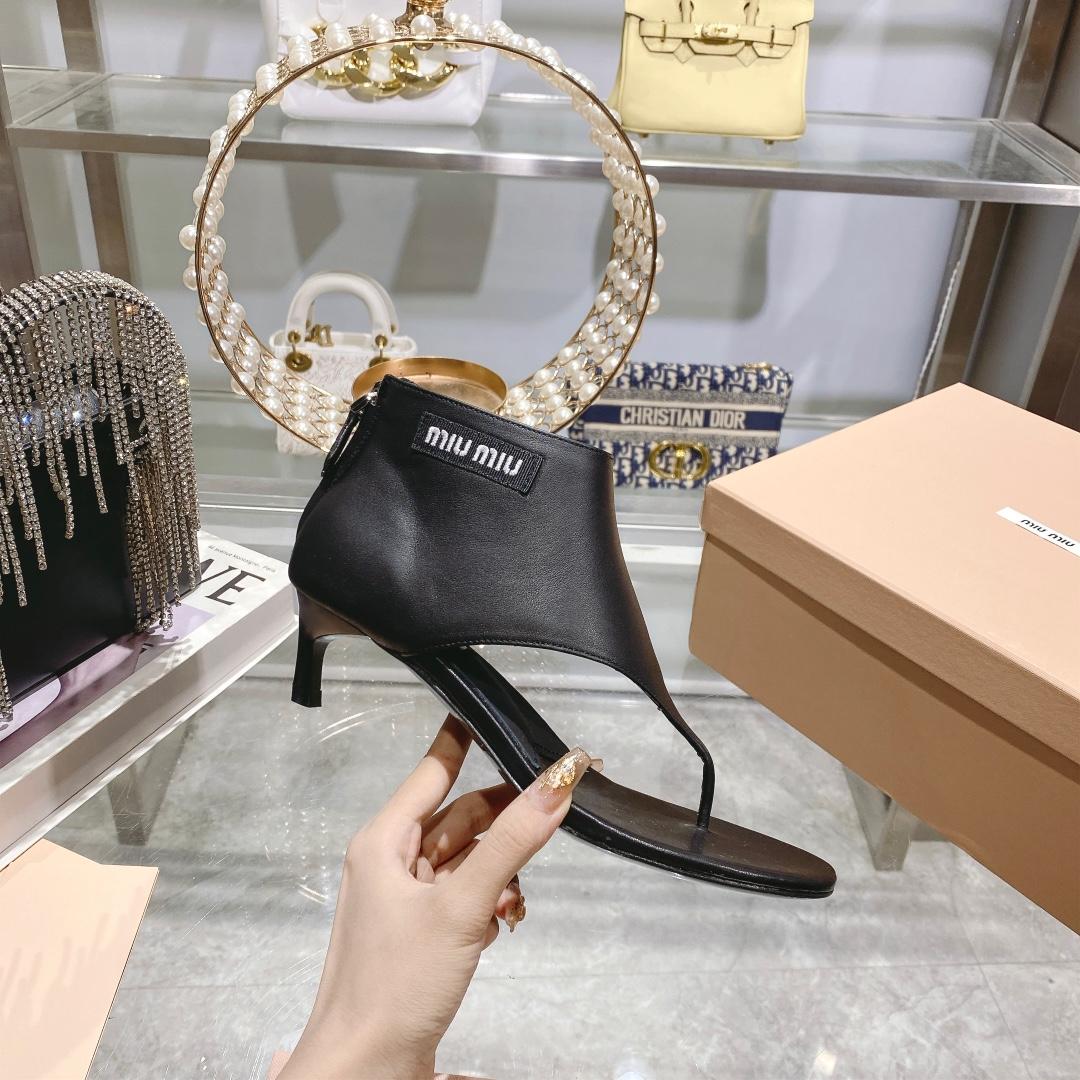 Miu Miu Leather Thong Booties - PerfectKickZ