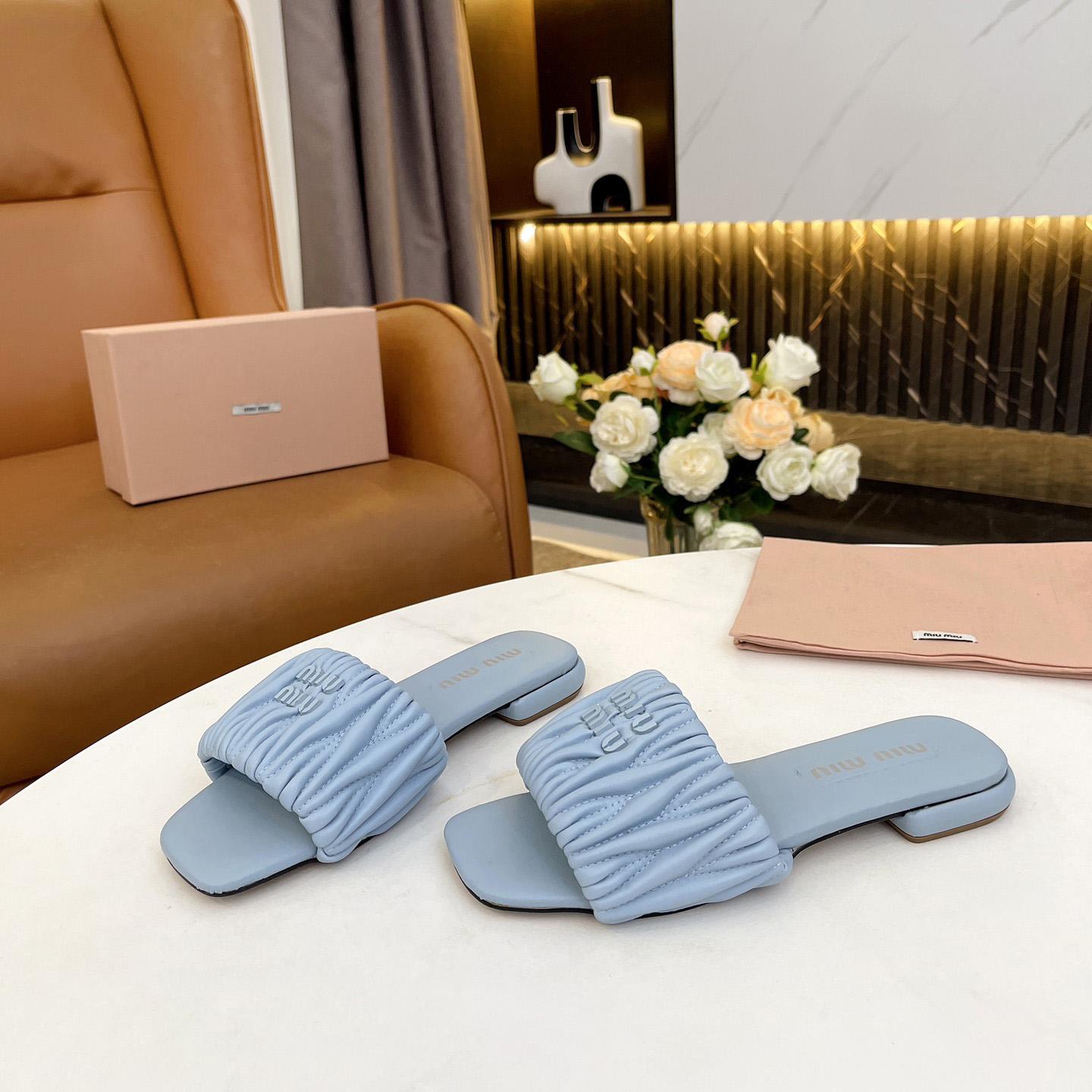 Miu Miu Matelassé Nappa Leather Slides - 