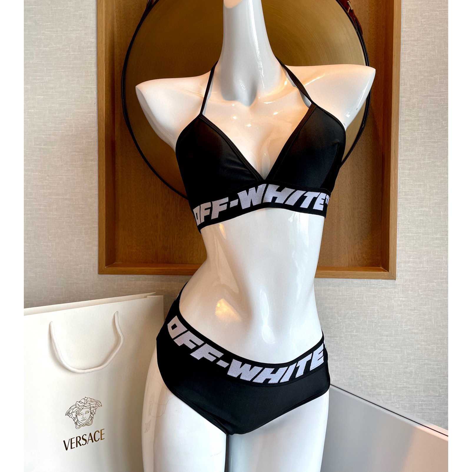 Off-White c/o Virgil Abloh Women's Black Two-piece Swimsuit - PerfectKickZ