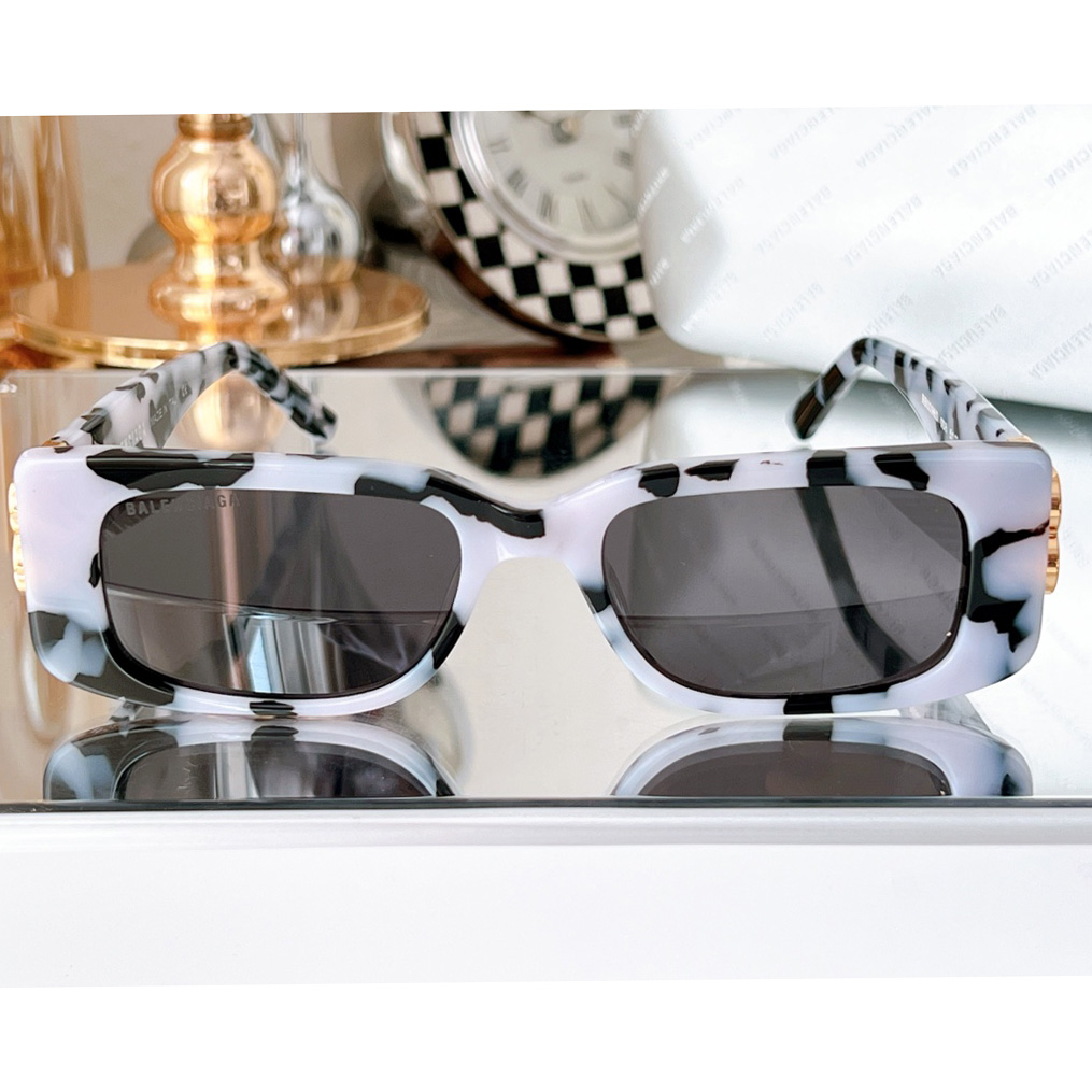 Balenciaga Dynasty Rectangle Sunglasses In White    bb0096 - PerfectKickZ