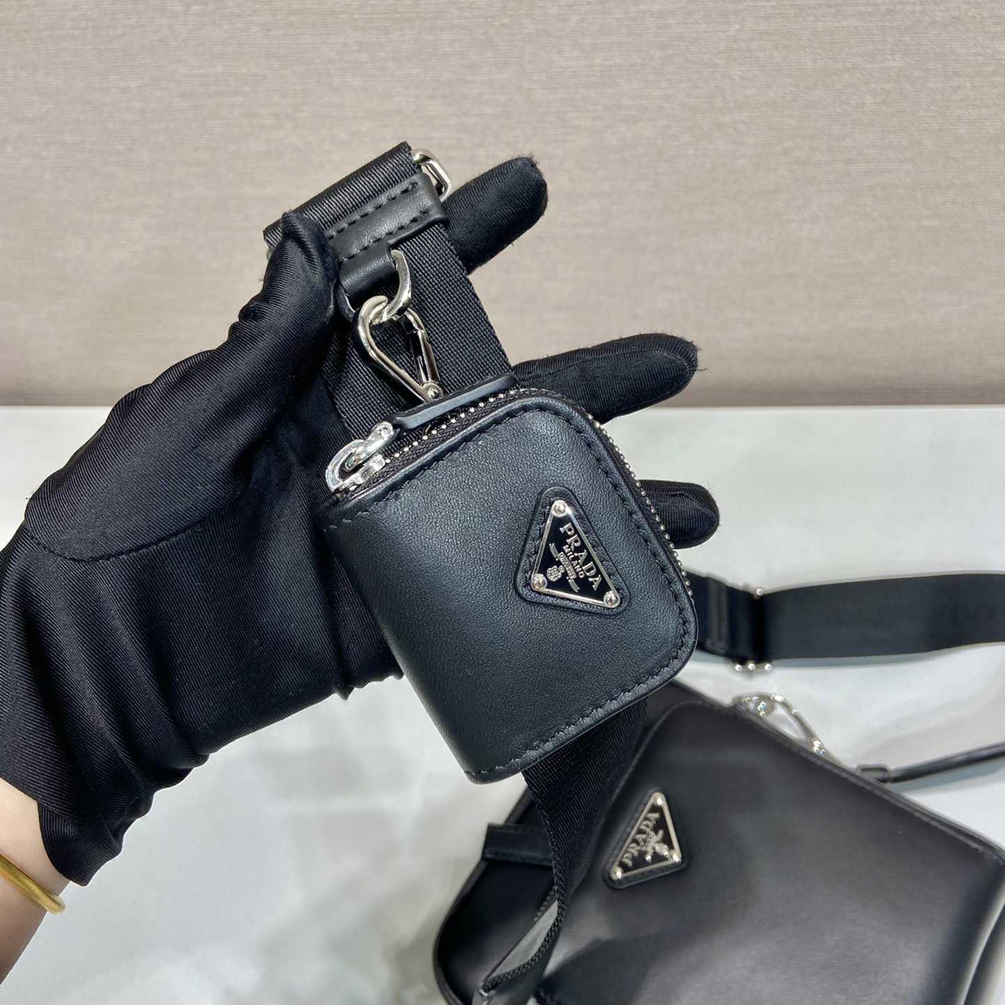 Prada Leather Shoulder Bag With Pouch - PerfectKickZ