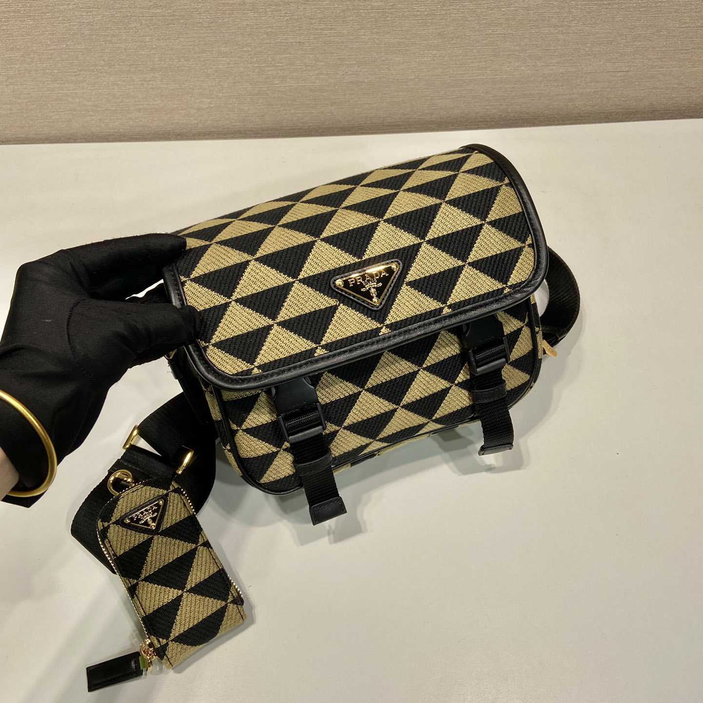 Prada Symbole Embroidered Fabric Bag - PerfectKickZ