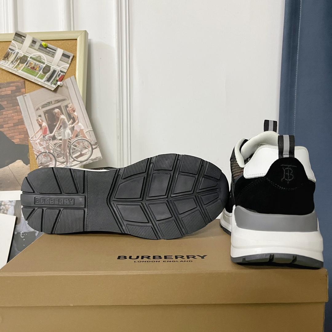 Burberry Logo Embossed, Leather, Suede And Mesh Sneakers - PerfectKickZ