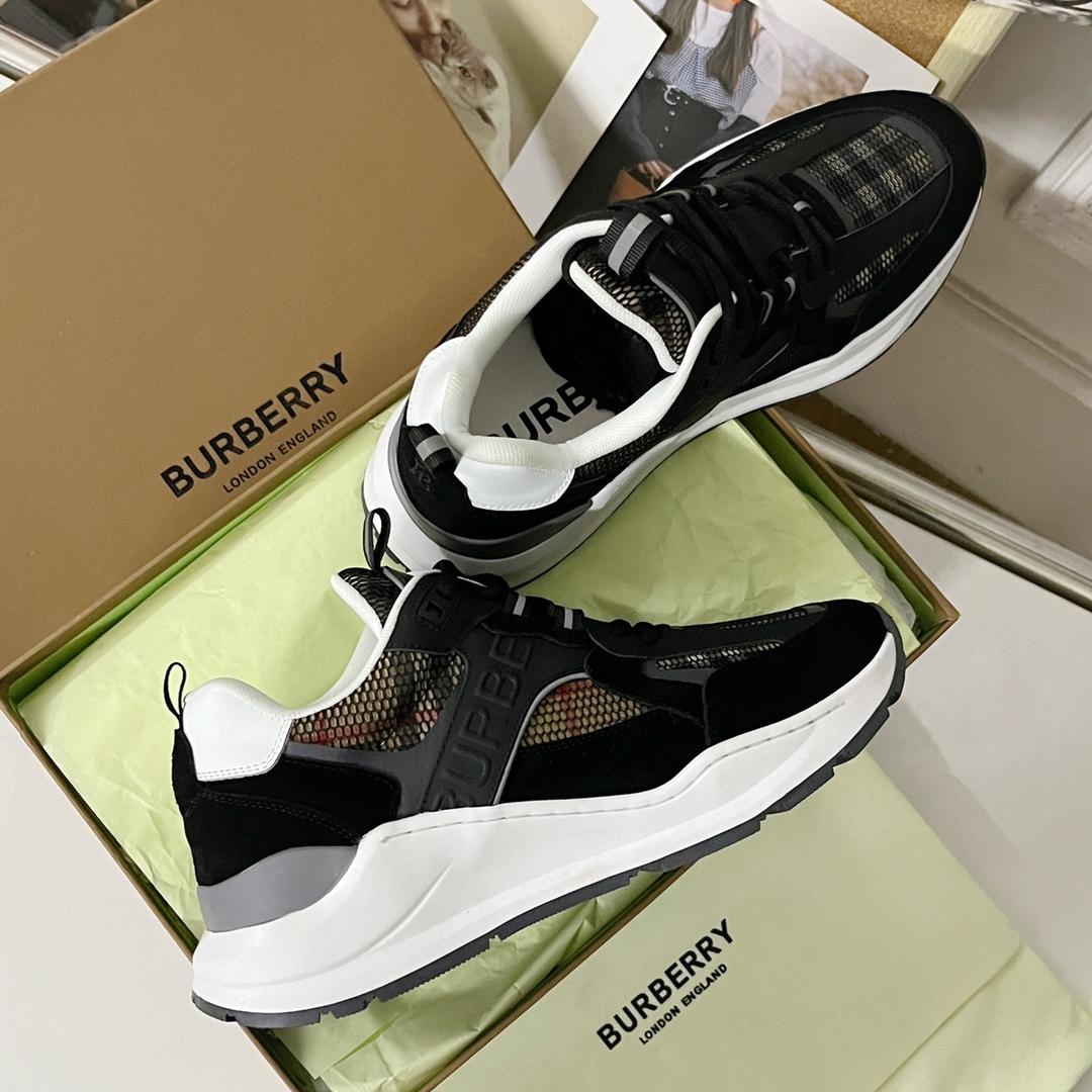 Burberry Logo Embossed, Leather, Suede And Mesh Sneakers - PerfectKickZ