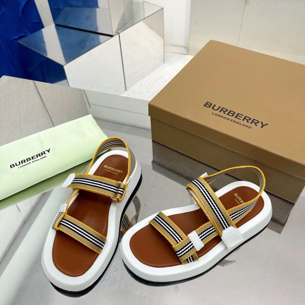 Burberry Icon Stripe Flat Sandals - PerfectKickZ