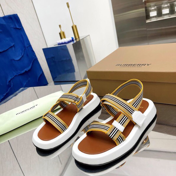 Burberry Icon Stripe Flat Sandals - PerfectKickZ