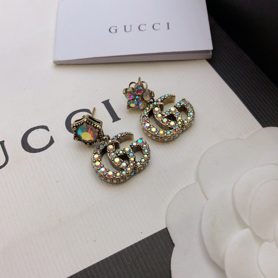 Gucci Crystal Double G Earrings - PerfectKickZ