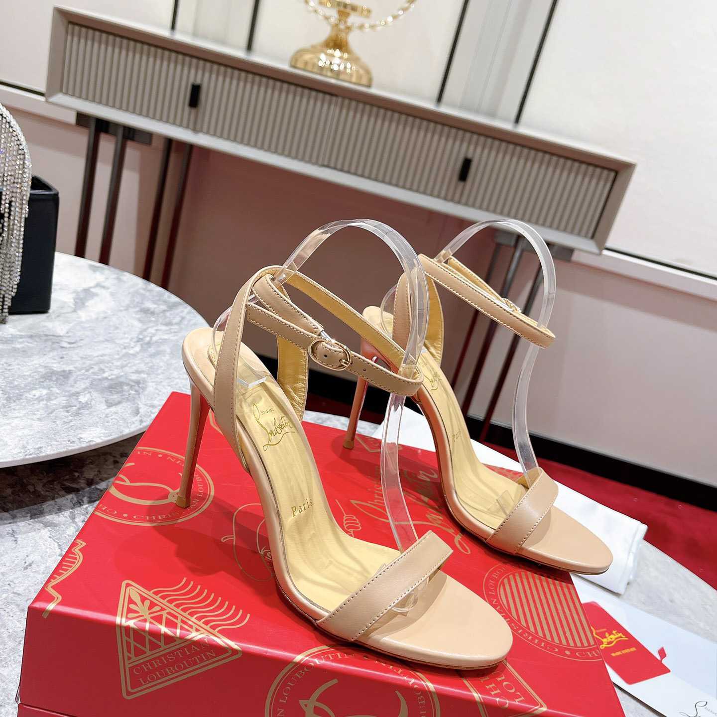Christian Louboutin Loubi Queen Sandals - Nappa leather - Nude - PerfectKickZ