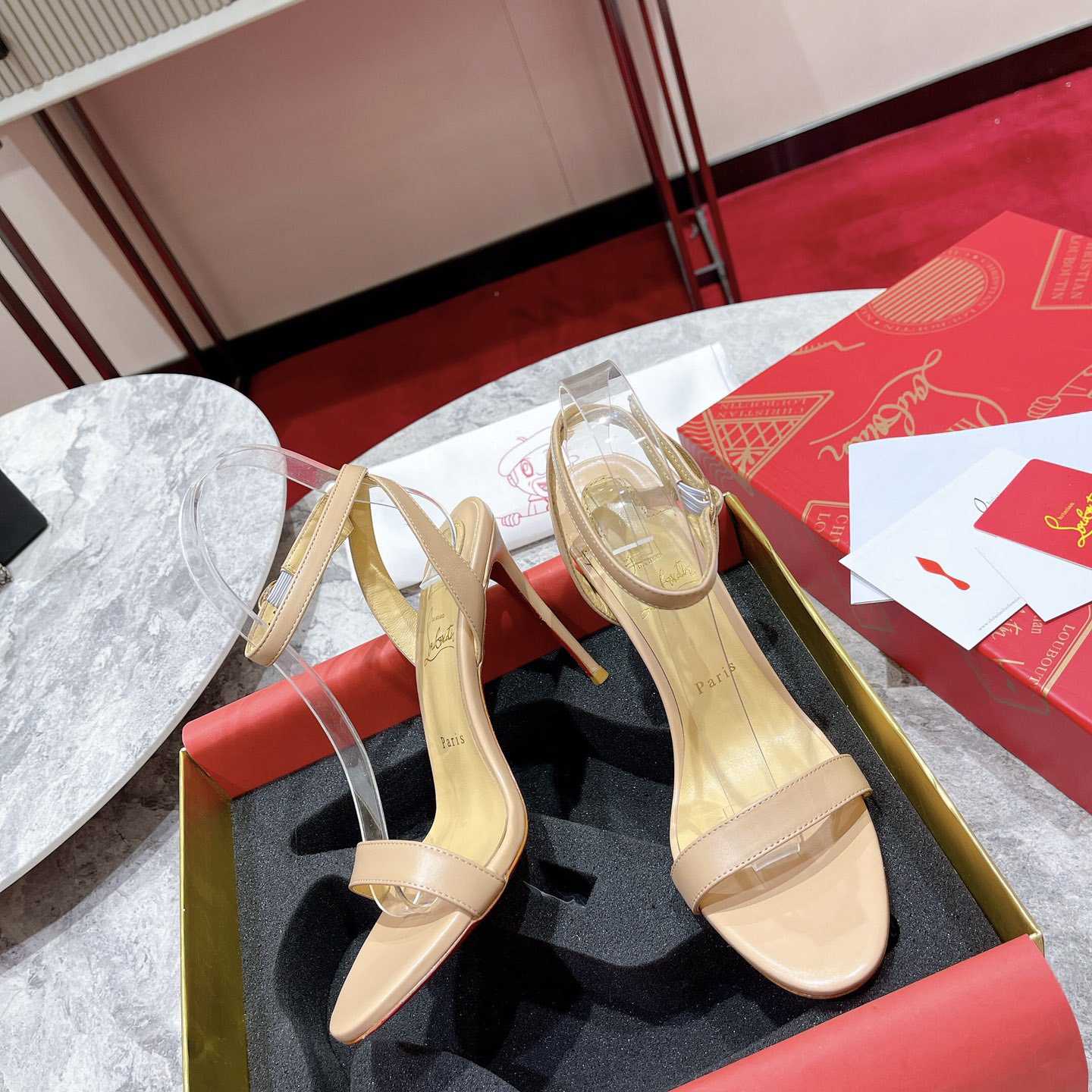 Christian Louboutin Loubi Queen Sandals - Nappa leather - Nude - PerfectKickZ