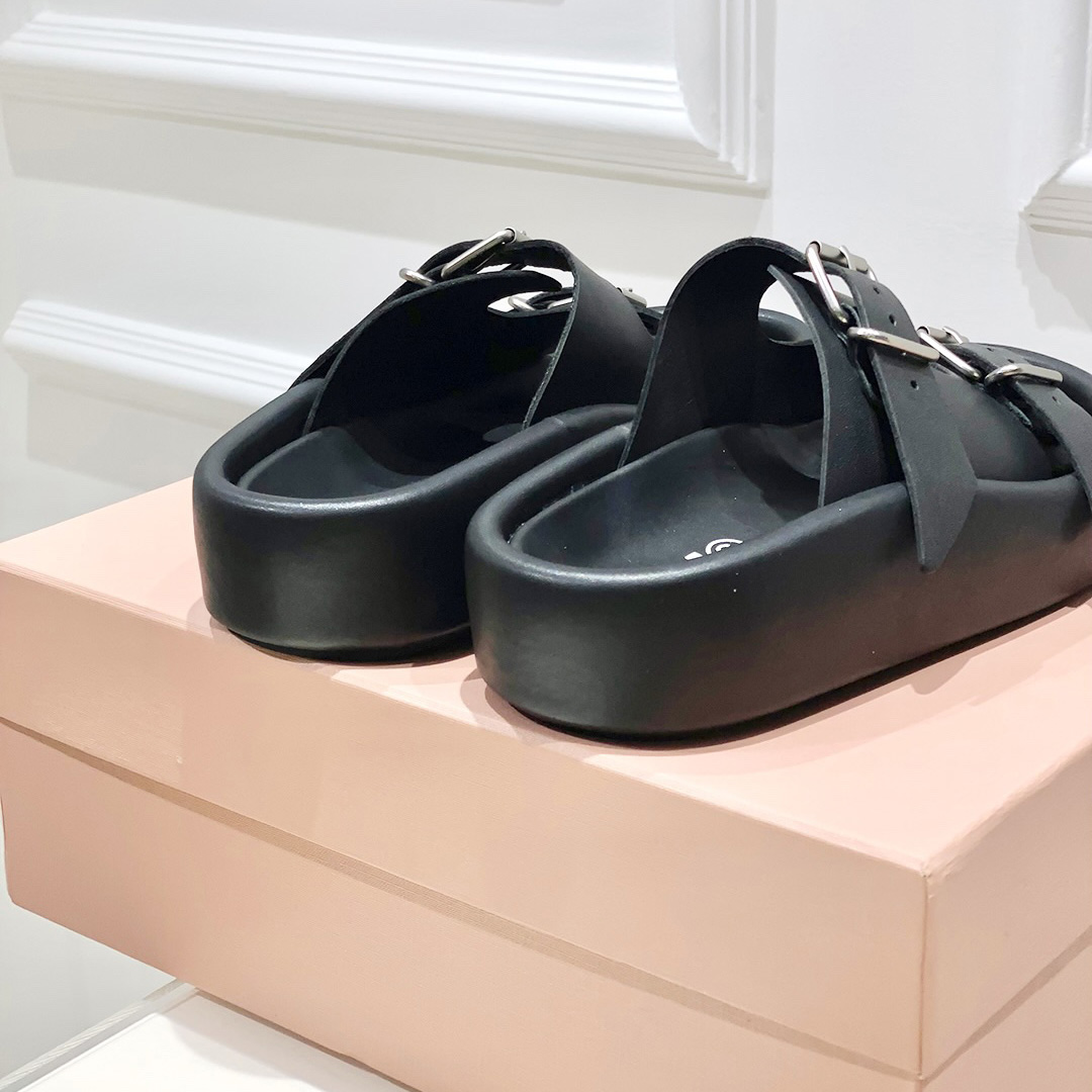 Maison Margiela MM6 Buckle-strap Leather Sandals - PerfectKickZ