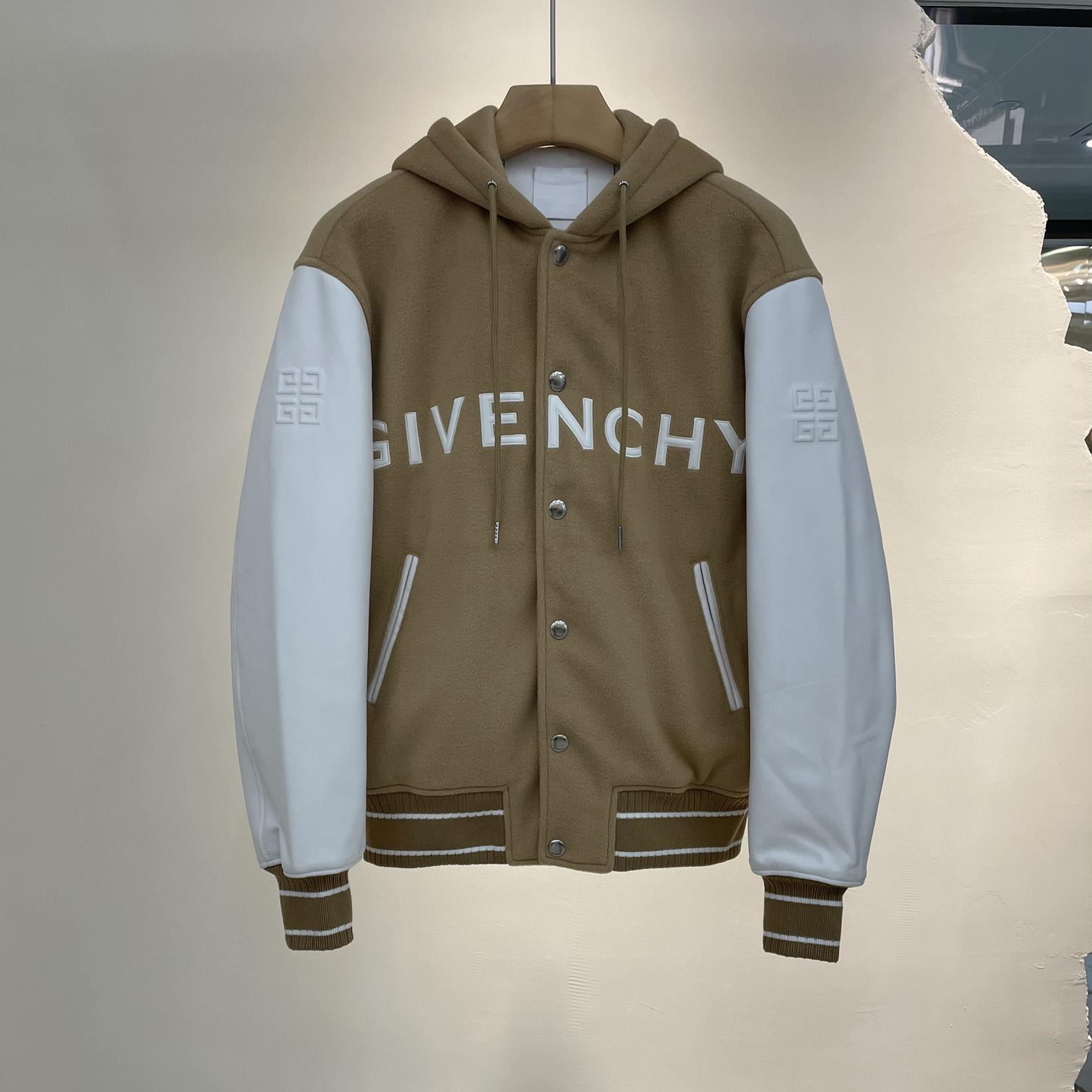 Givenchy Hooded Wool And Leather Big Varsity Jacket - PerfectKickZ