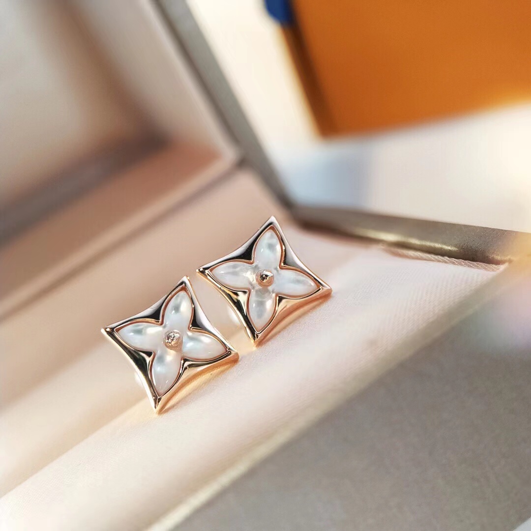 Louis Vuitton Color Blossom Star Ear Stud, Pink Gold And White Mother   Q96426 - PerfectKickZ
