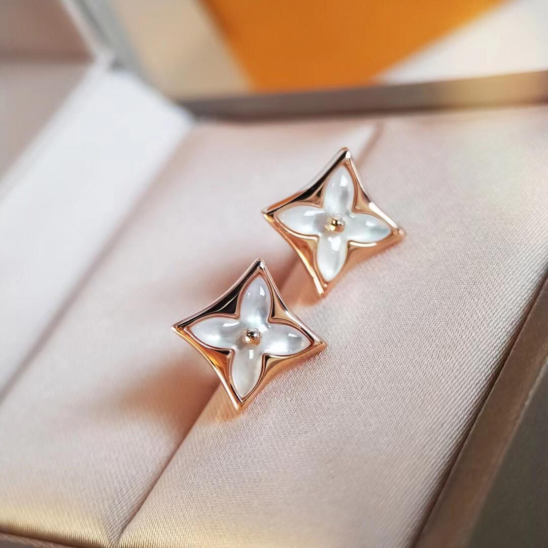 Louis Vuitton Color Blossom Star Ear Stud, Pink Gold And White Mother   Q96426 - PerfectKickZ
