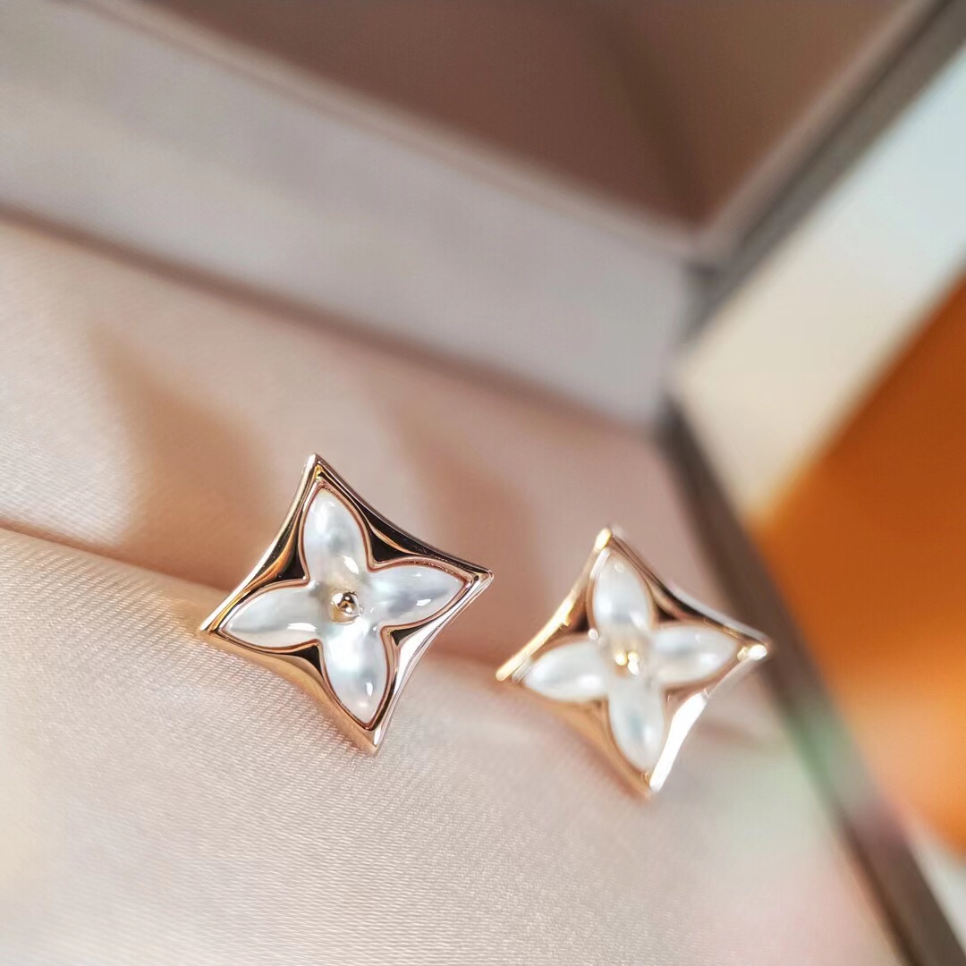Louis Vuitton Color Blossom Star Ear Stud, Pink Gold And White Mother   Q96426 - PerfectKickZ