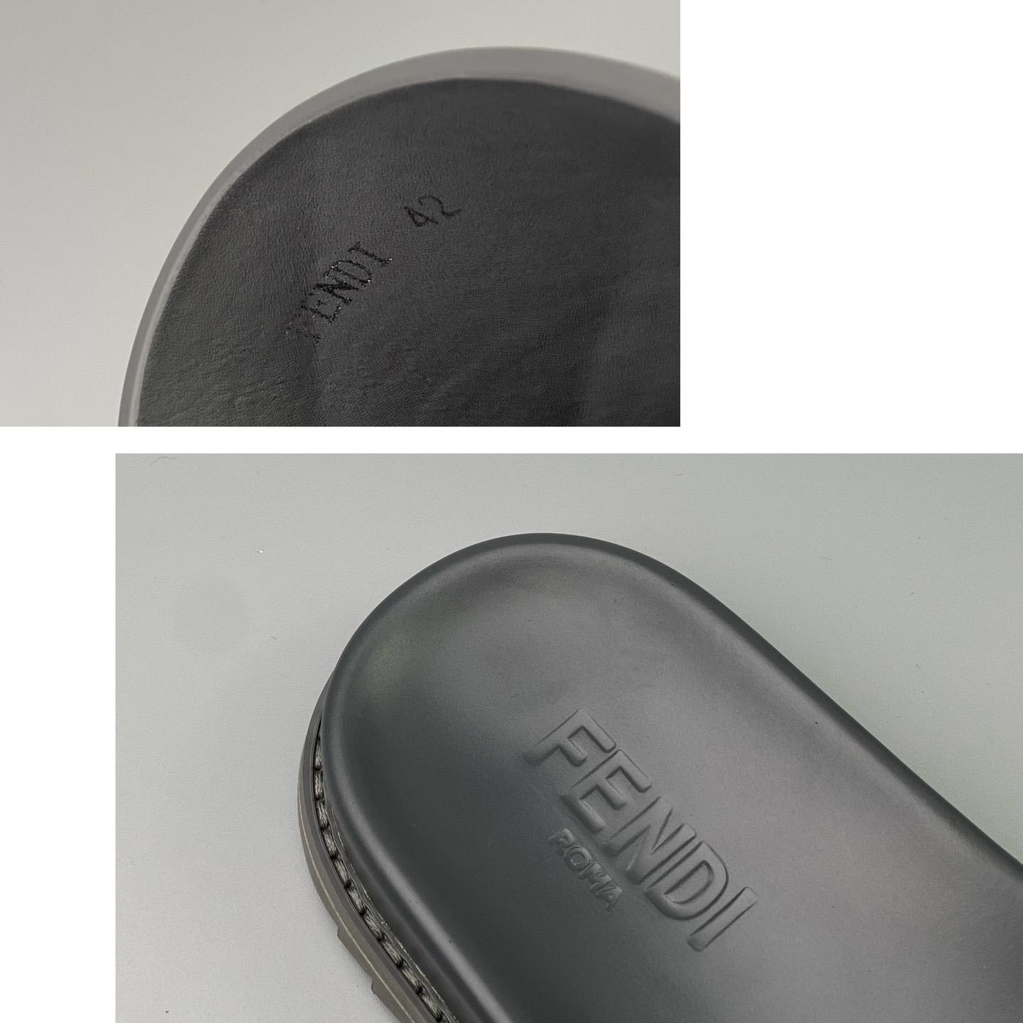 Fendi Gray Rubber Slides - 