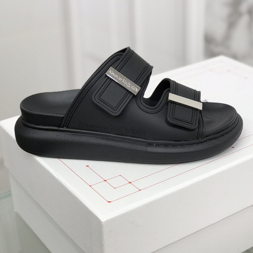 Alexander Mqueen Women's Hybrid Slide In Black/Silver - PerfectKickZ