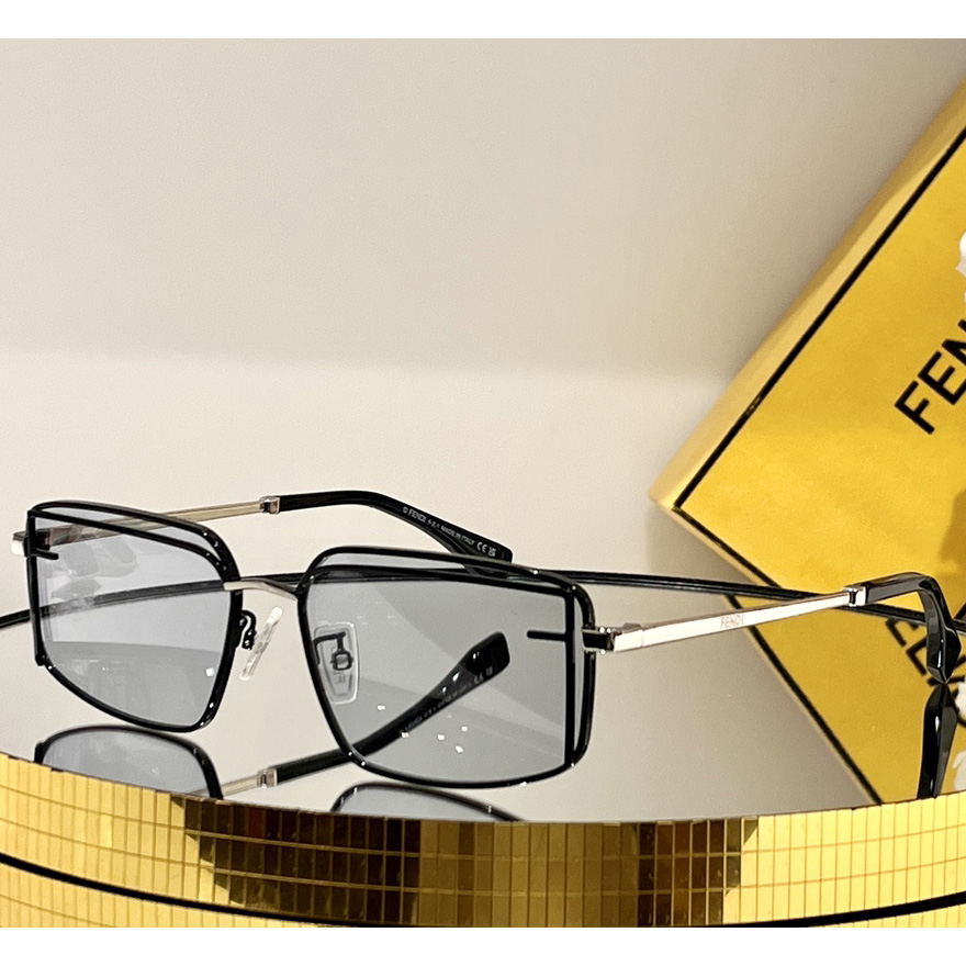 Fendi First Sight Black Metal Fashion Show Sunglasses With Blue Lenses - PerfectKickZ