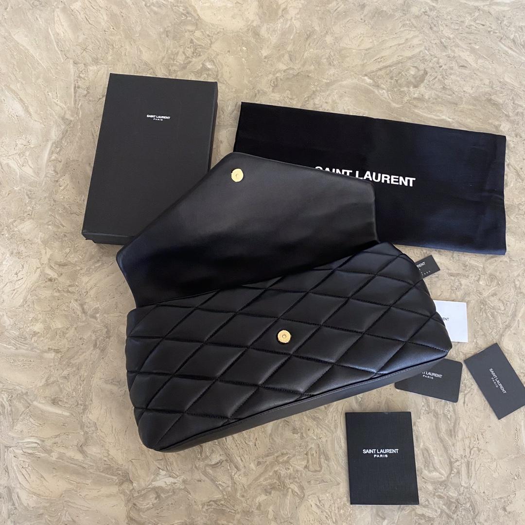 Saint Laurent Sade Puffer Quilted Leather Clutch In Black  - PerfectKickZ