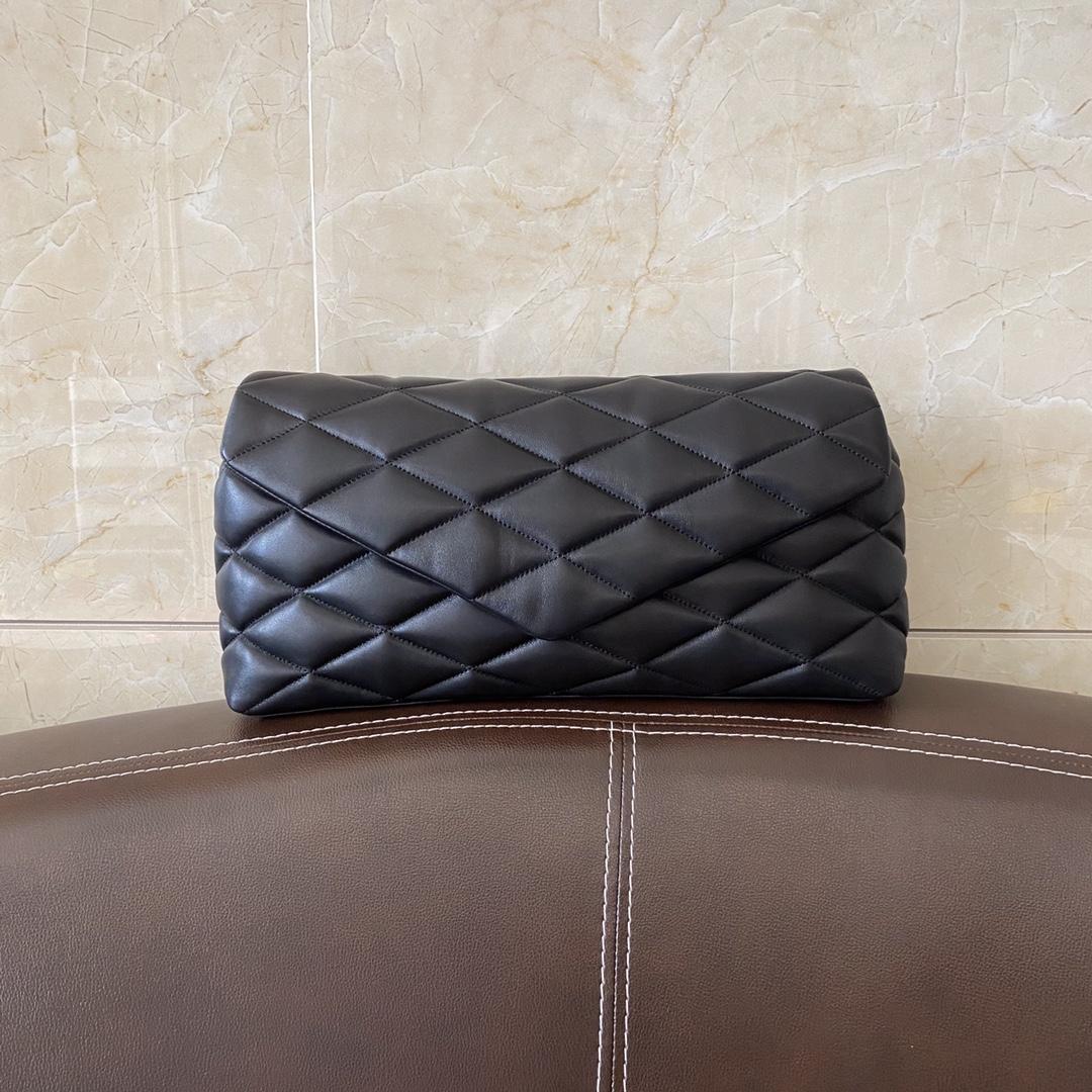 Saint Laurent Sade Puffer Quilted Leather Clutch In Black  - PerfectKickZ