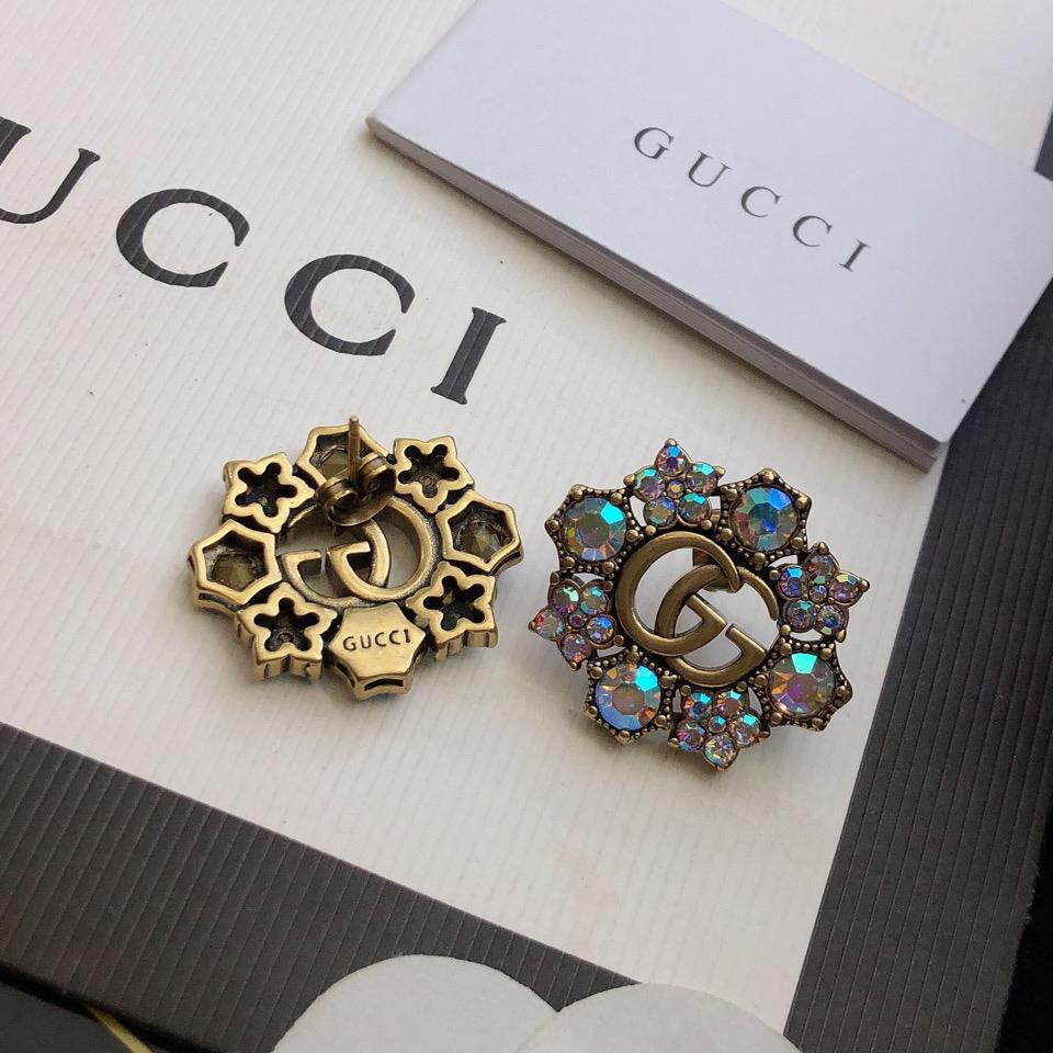 Gucci Double G Crystal Flowers Earrings - PerfectKickZ