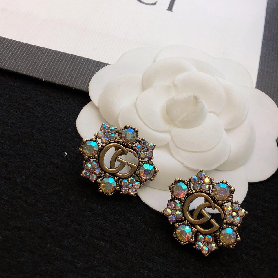 Gucci Double G Crystal Flowers Earrings - PerfectKickZ