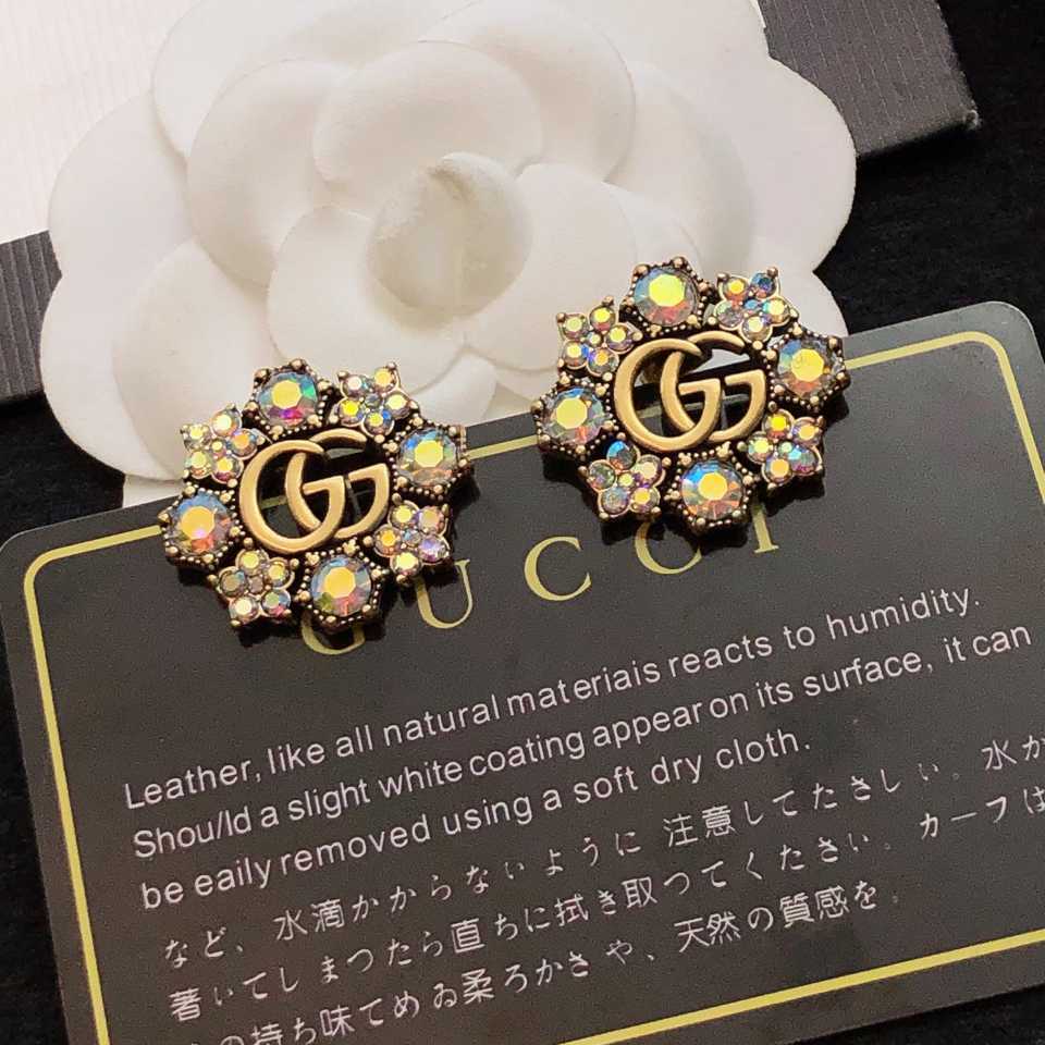 Gucci Double G Crystal Flowers Earrings - PerfectKickZ