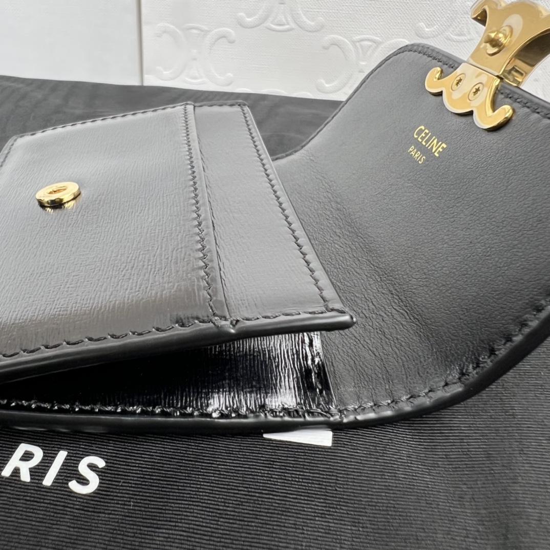 Celine Compact Wallet With Coin Triomphe In Shiny Calfskin - 