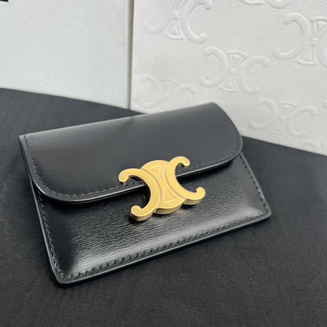 Celine Compact Wallet With Coin Triomphe In Shiny Calfskin - 