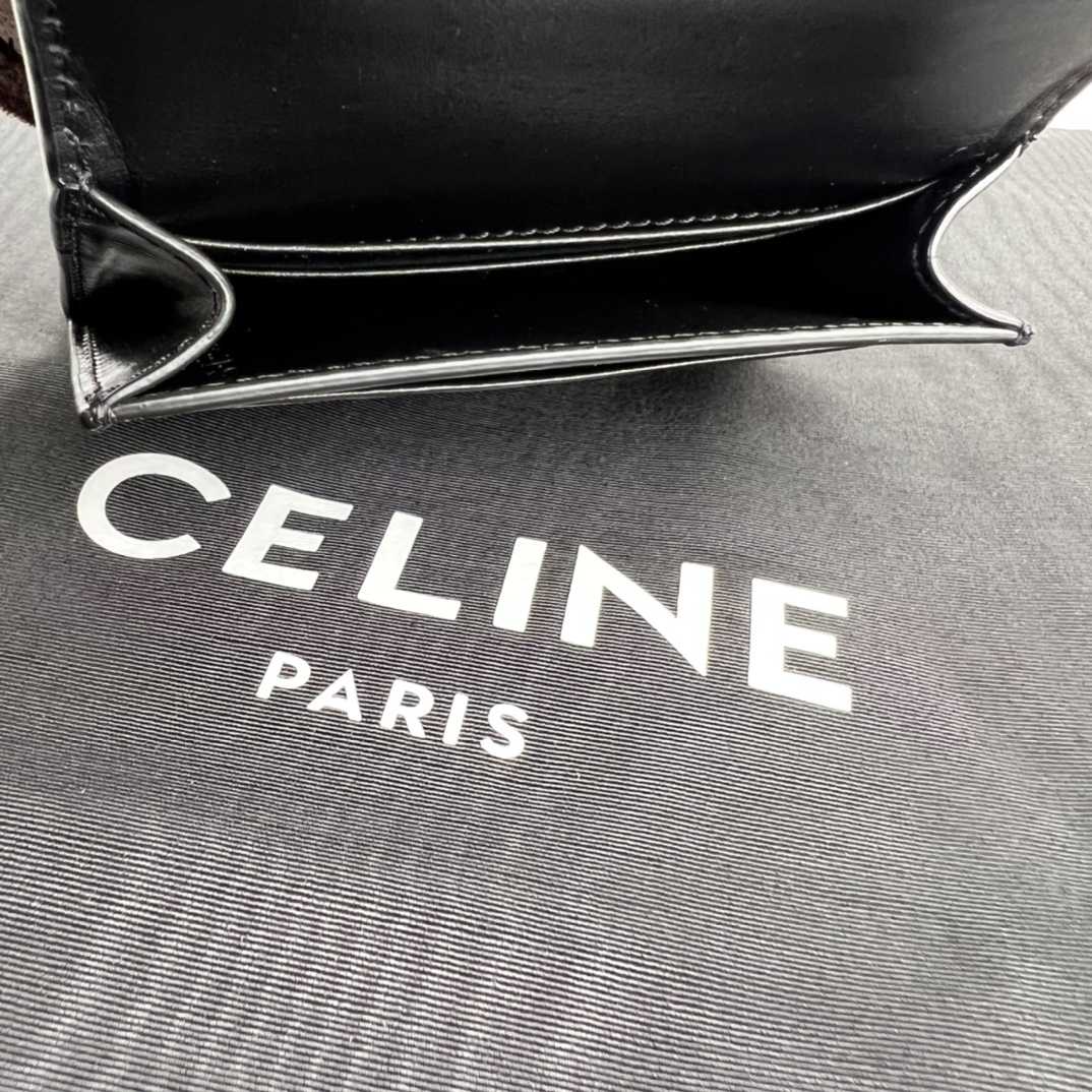 Celine Compact Wallet With Coin Triomphe In Shiny Calfskin - 