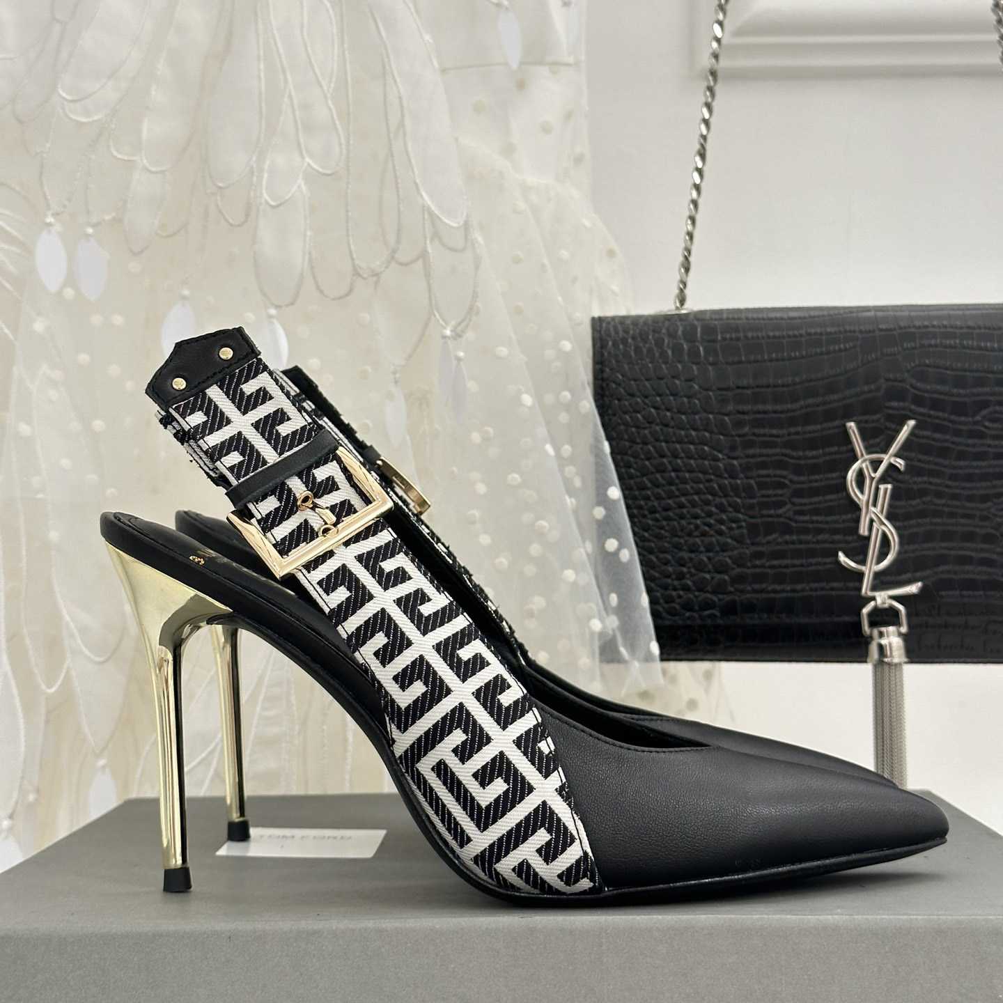 Balmain Ruby Monogrammed Leather Slingbacks - PerfectKickZ