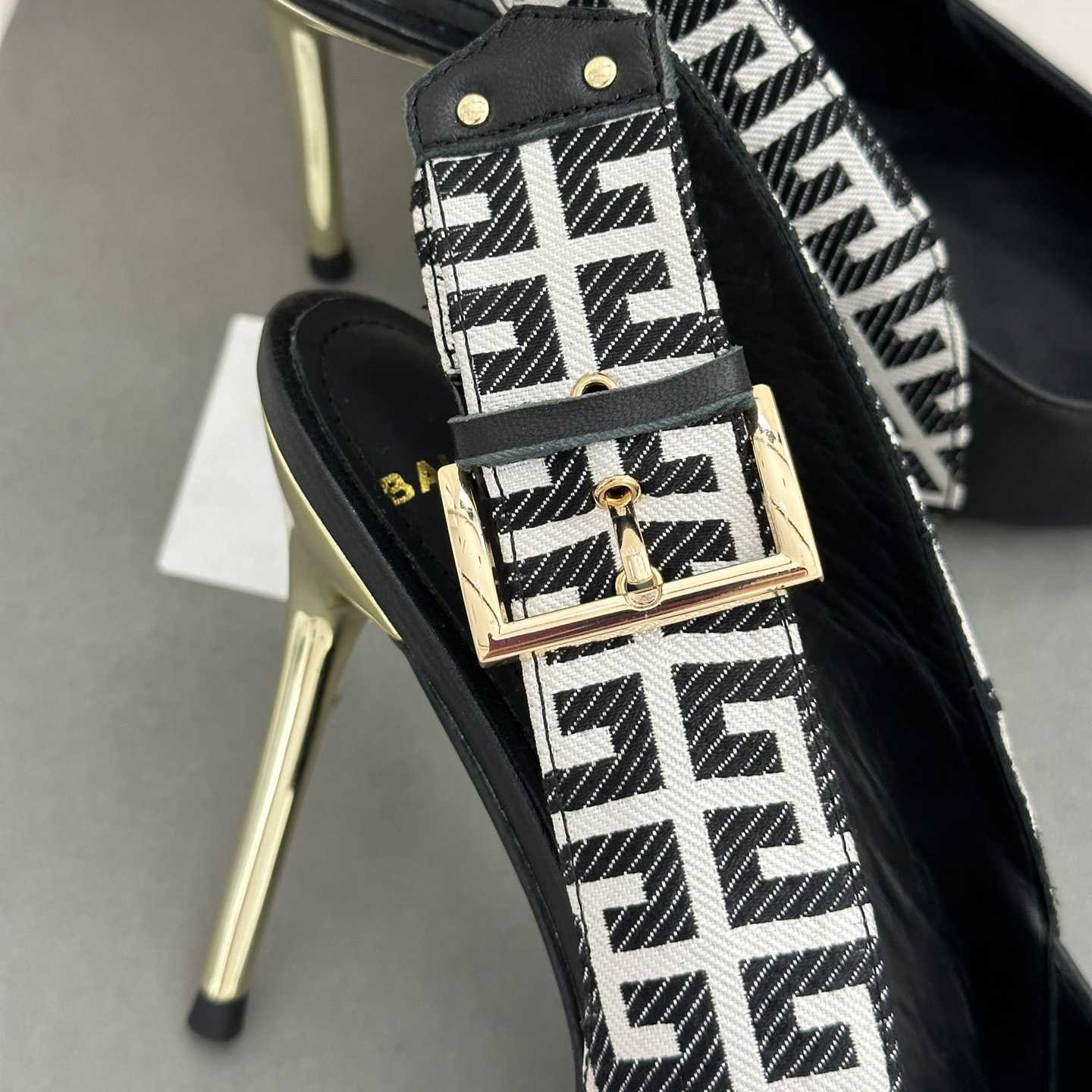 Balmain Ruby Monogrammed Leather Slingbacks - 
